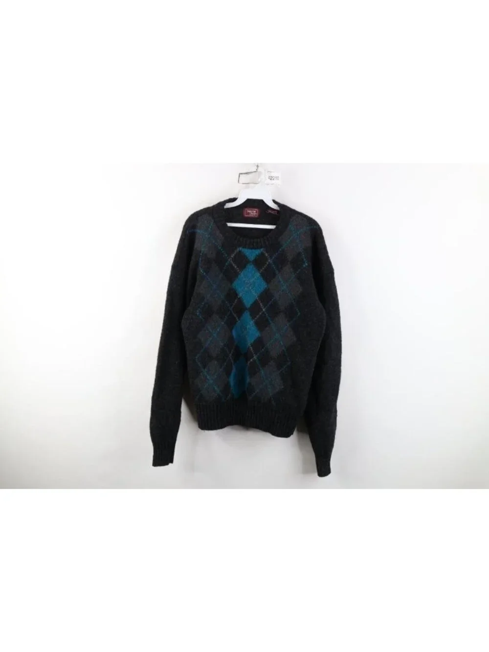 Vintage 90s Streetwear Womens Large Shetland Wool Knit Argyle Diamond Sweater